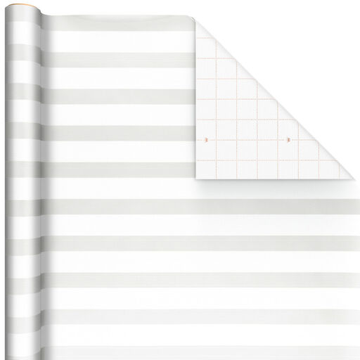 White and Pearl Stripe Wrapping Paper, 15 sq. ft., 