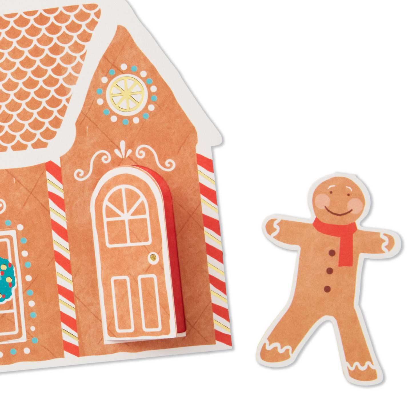 Paper Craft Gingerbread House Christmas Card Card Front Detail image number 5