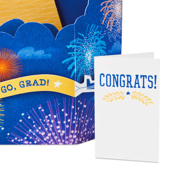 Hot Air Balloon and Fireworks Pop Up Graduation Card, , large image number 4