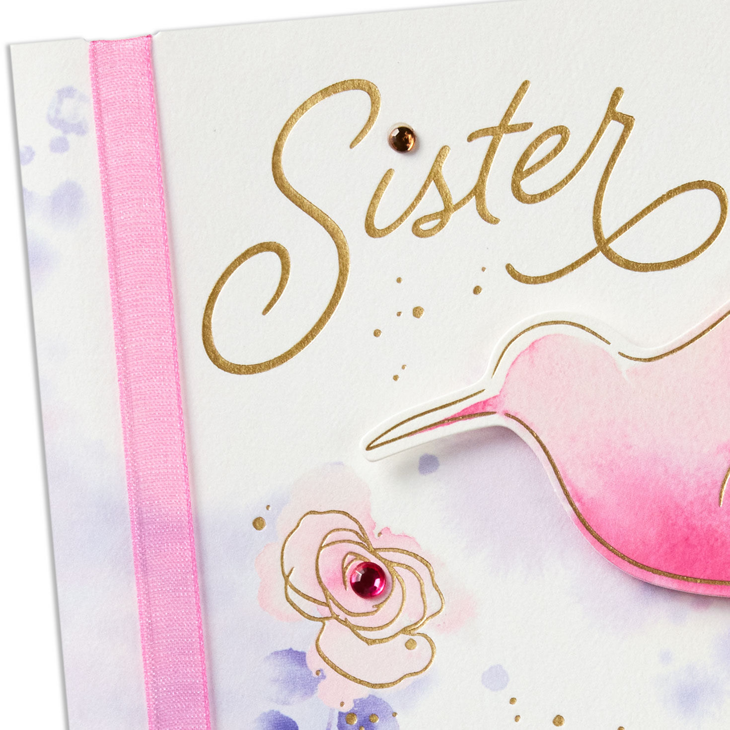 Hummingbird and Flowers Sister Mother's Day Card Card Front Detail image number 4