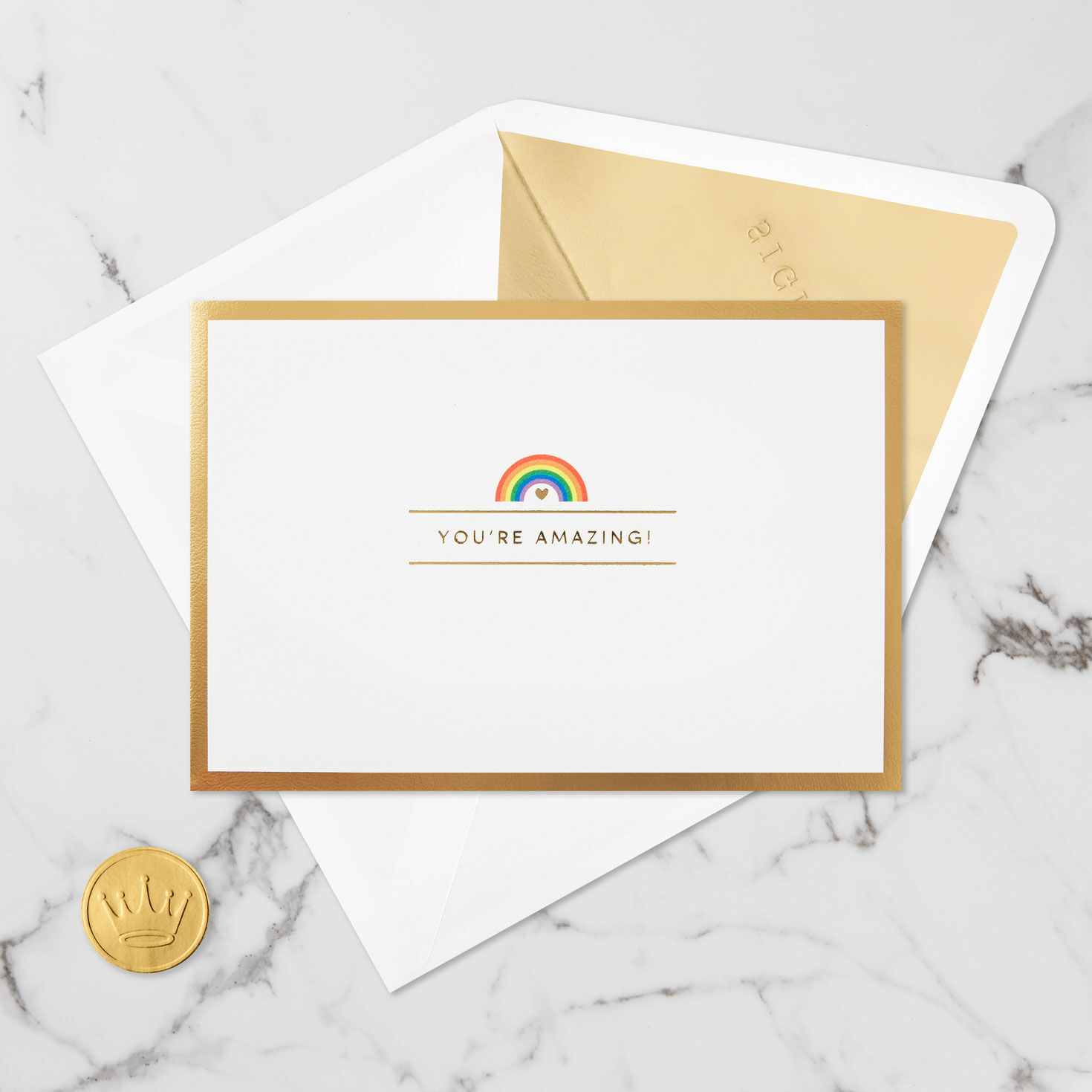 You're Amazing Rainbow and Hearts 3D Pop-Up Love Card Card Front with Envelope and Gold Seal image number 6