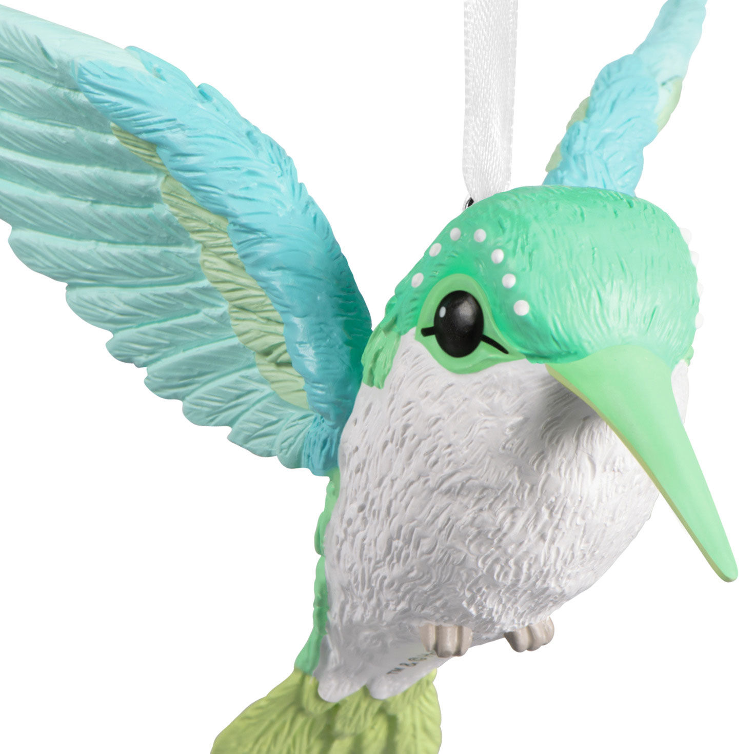 Green White Hummingbird Christmas Ornament closeup view image number 5