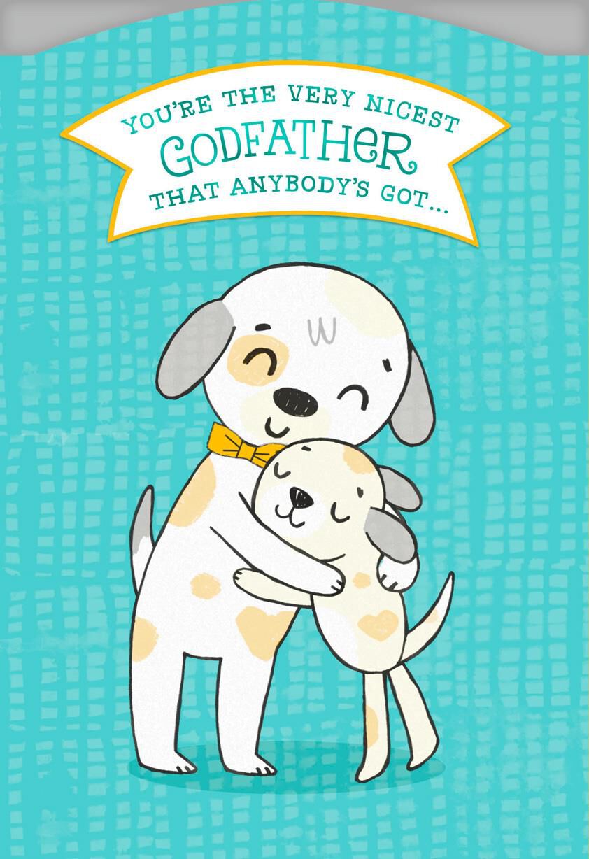 Hugging Dogs Birthday Card for Godfather