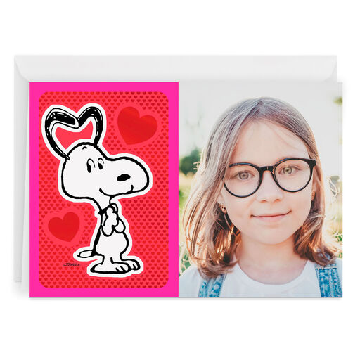 Personalized Peanuts® Snoopy and Hearts Love Photo Card, 