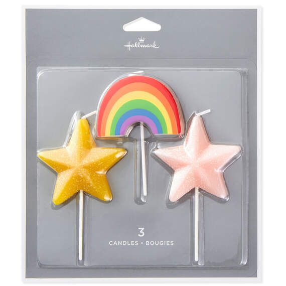 Rainbow and Stars Cake Candles, Set of 3, , large image number 3