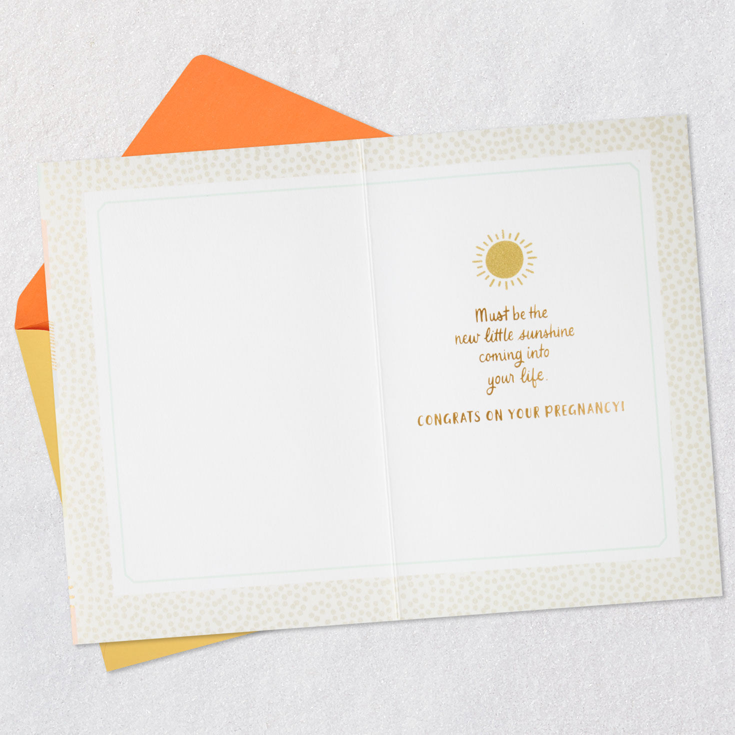 Abstract Patchwork Pregnancy Congratulations Card Open card with envelope image number 3
