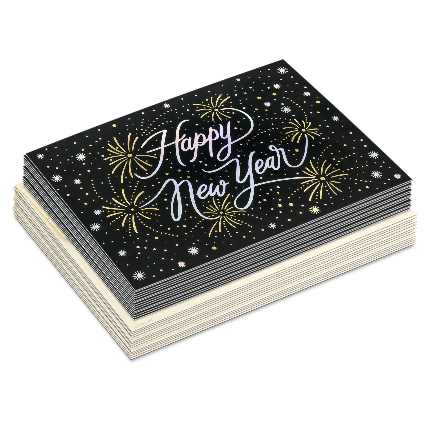 Fireworks on Black Boxed New Year Cards, Pack of 16