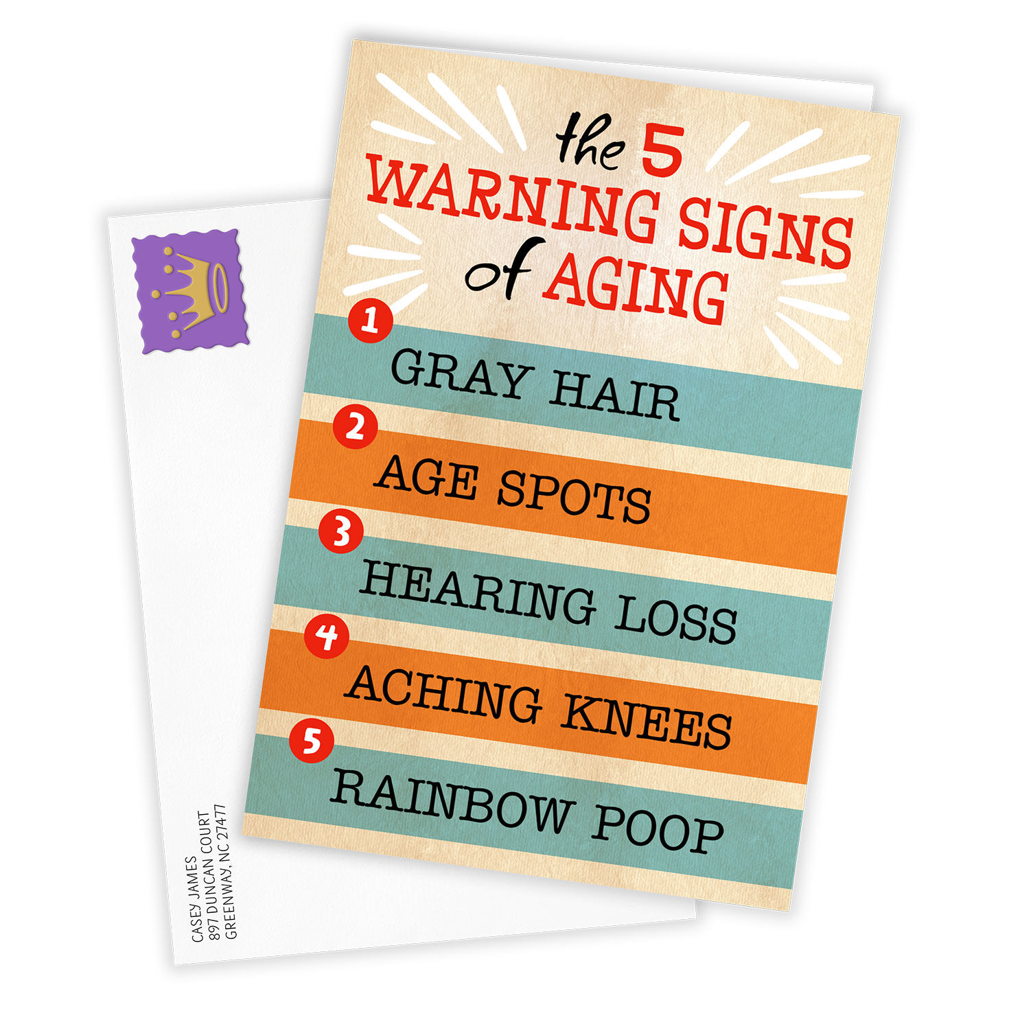 Funny Signs of Aging Personalized Birthday Card Card Front with Envelope image number 2