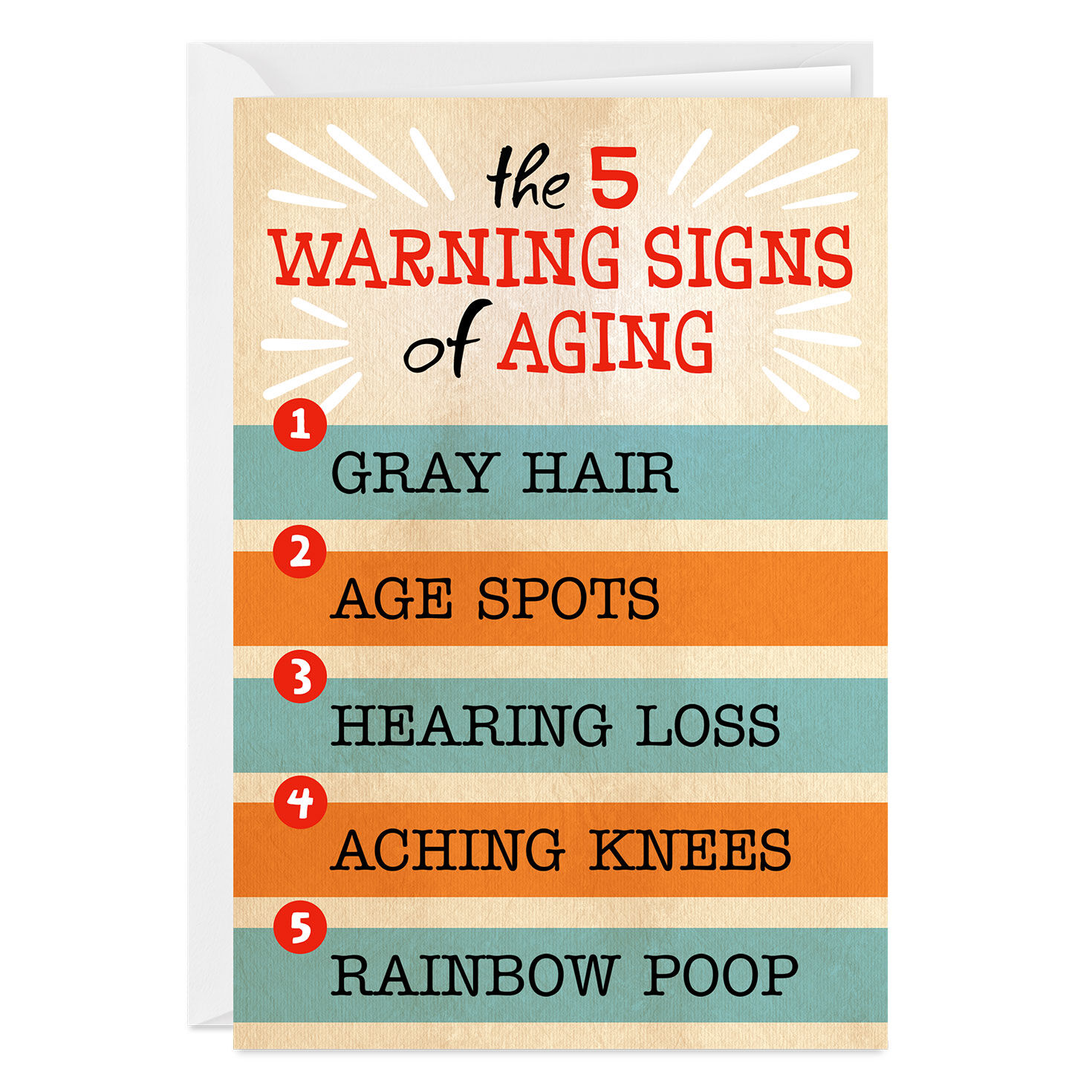 Five Warning Signs of Aging Funny Custom Birthday Card