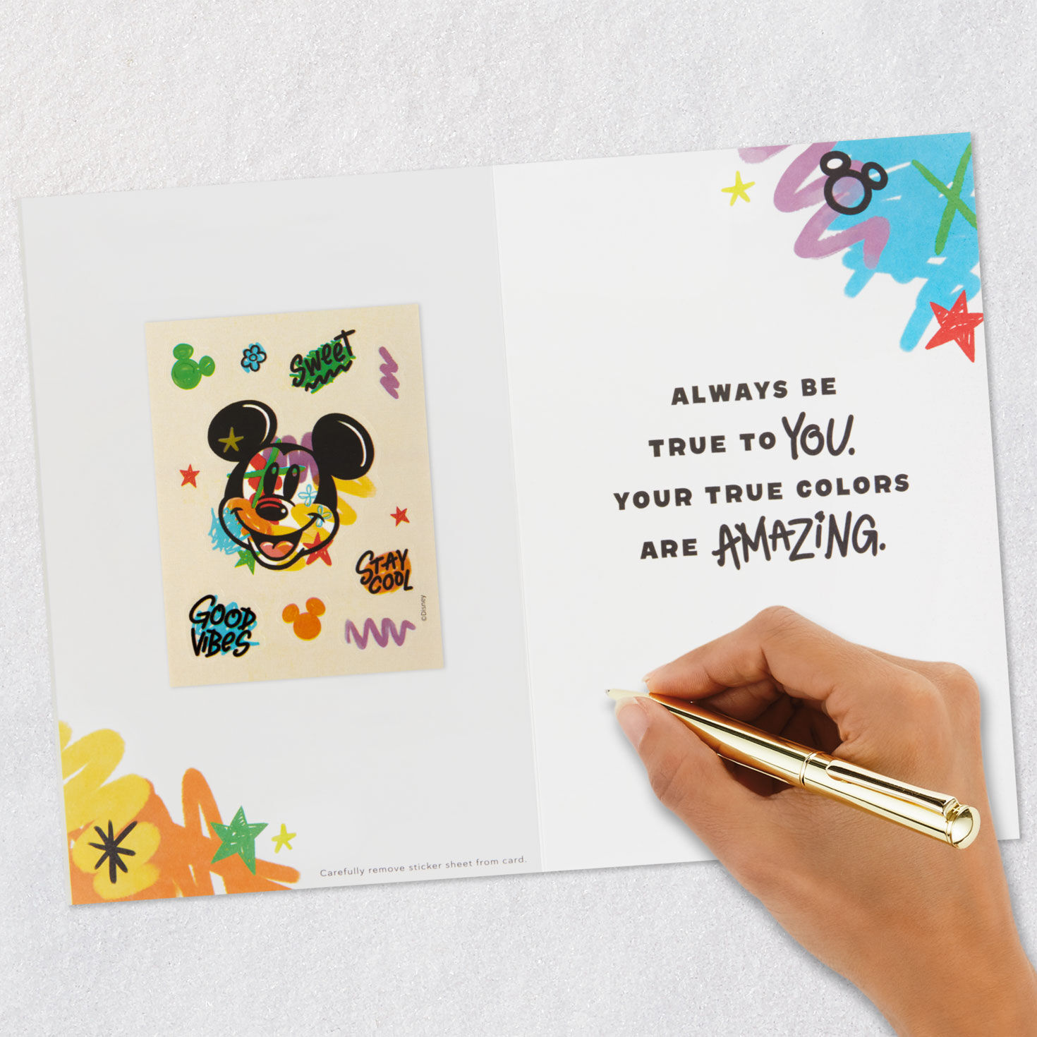 Orange, Blue and Red Doodles Disney Mickey Mouse Birthday Card Signing card image number 7