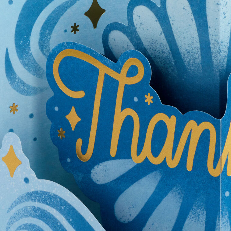 Blue and Gold 3D Pop-Up Thank-You Card, , large image number 4