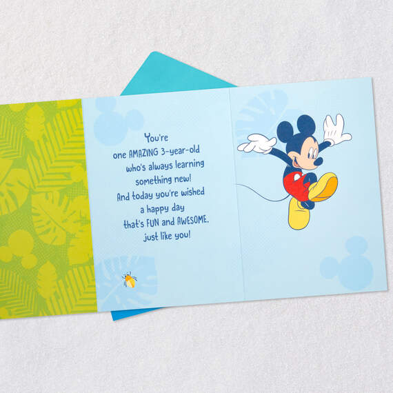 Disney Mickey Mouse 3rd Birthday Card With Sticker, , large image number 4