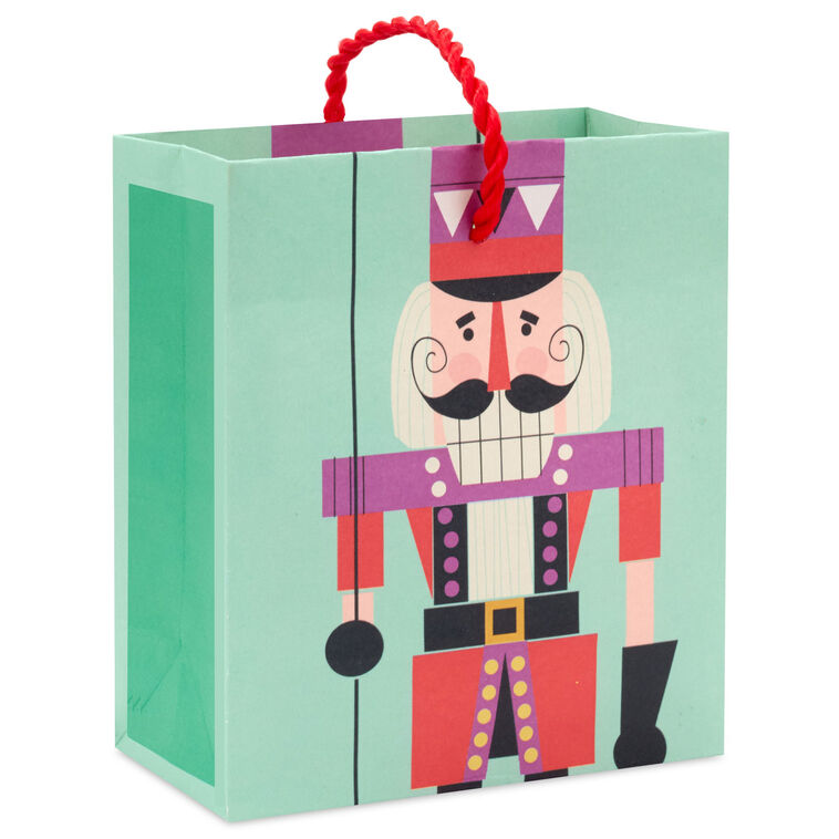 4.6" Colorful Nutcracker on Green Christmas Gift Card Holder Mini Bag