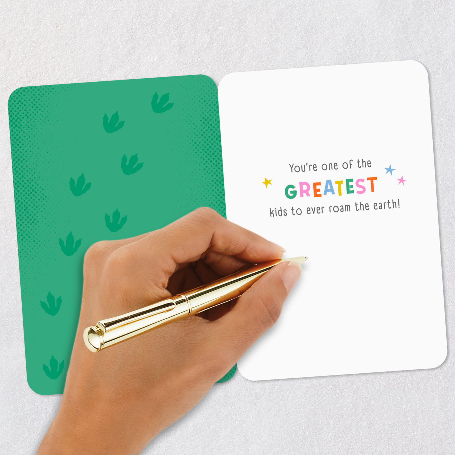 T-Rex Dinosaur and Stars Just Because Kids Card Signing card image number 6