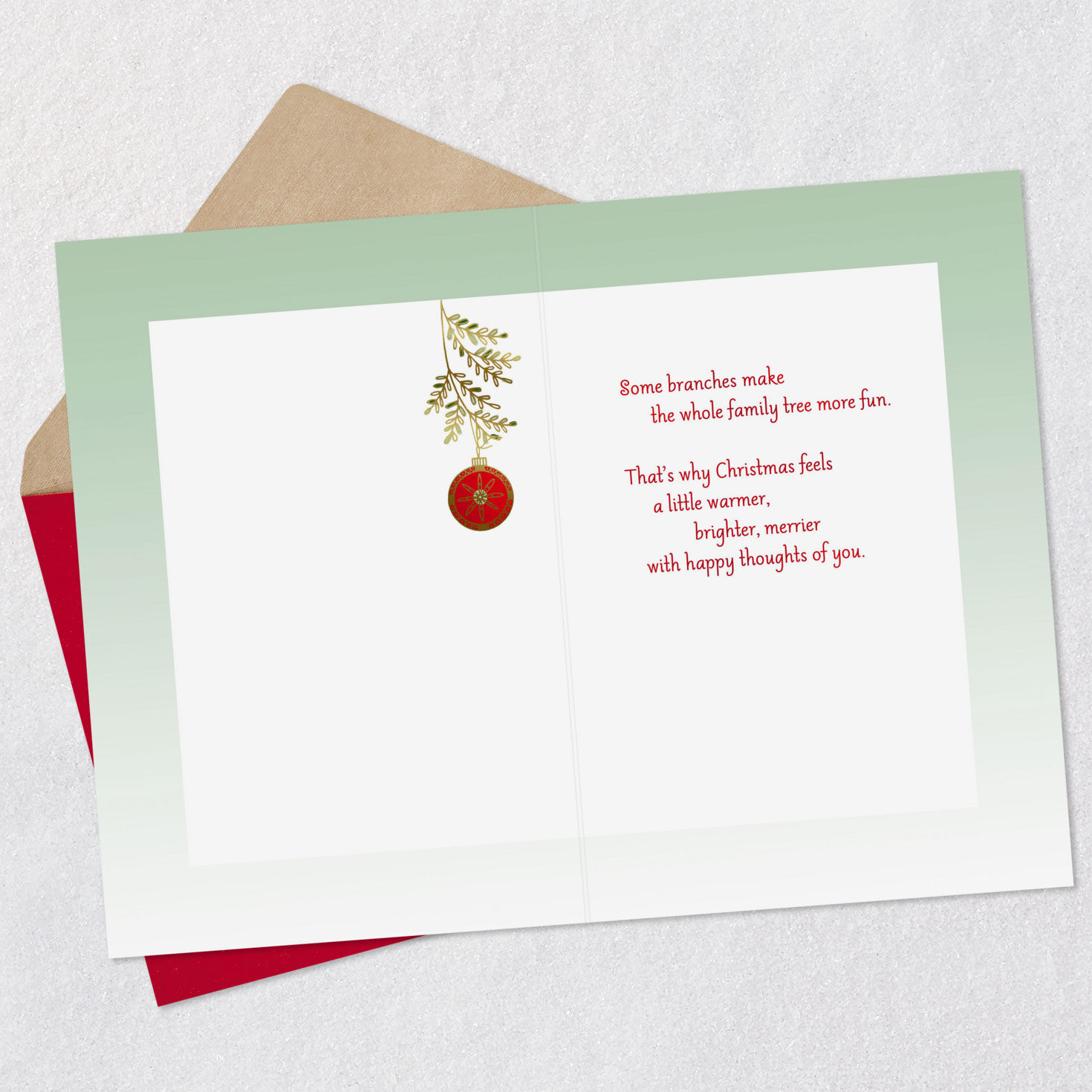 Bird and Ornaments Niece Christmas Card Open card with envelope image number 3