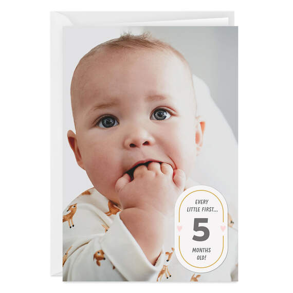 Personalized Milestone Badge with Hearts Photo Card, , large image number 1