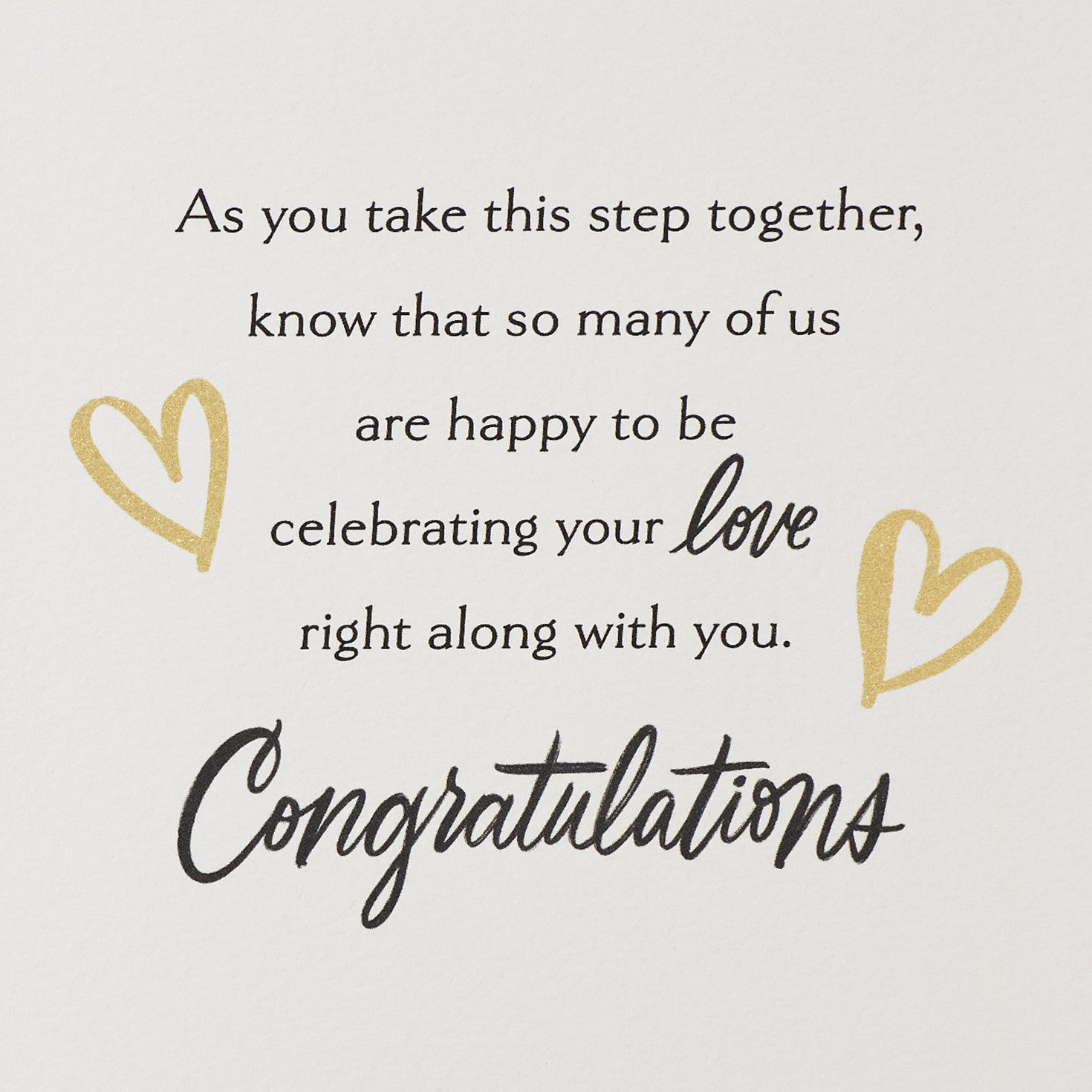 Gold Heart Black Script Wedding Card Sentiment image number 2