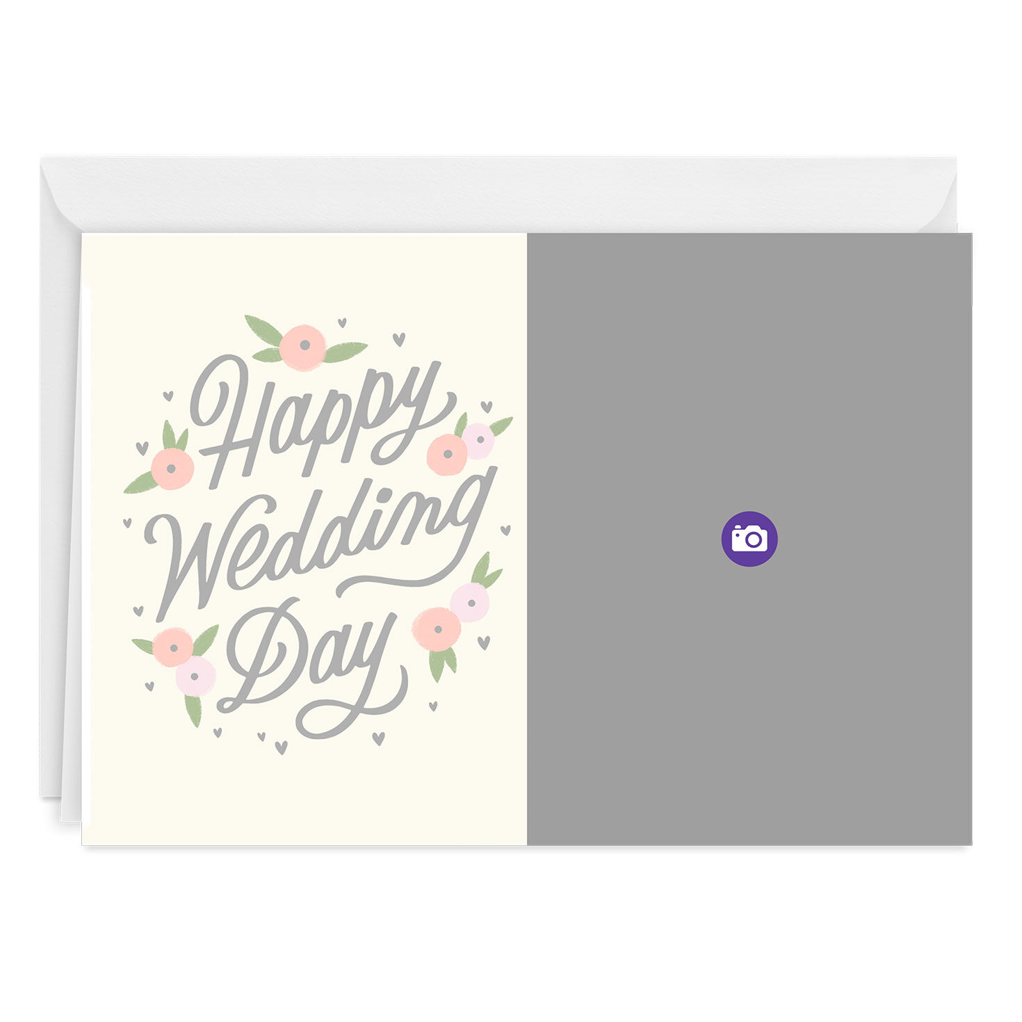 Pink Flowers Happy Day Personalized Wedding Card Card Front indicating personalization image number 3