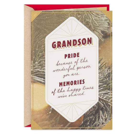Pride, Memories and Love Christmas Card for Grandson