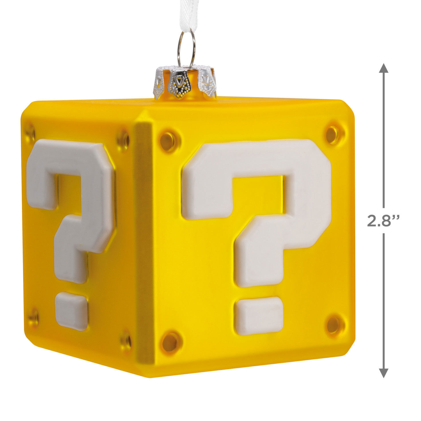 Mario Yellow Question Block Christmas Ornament measurement image number 3
