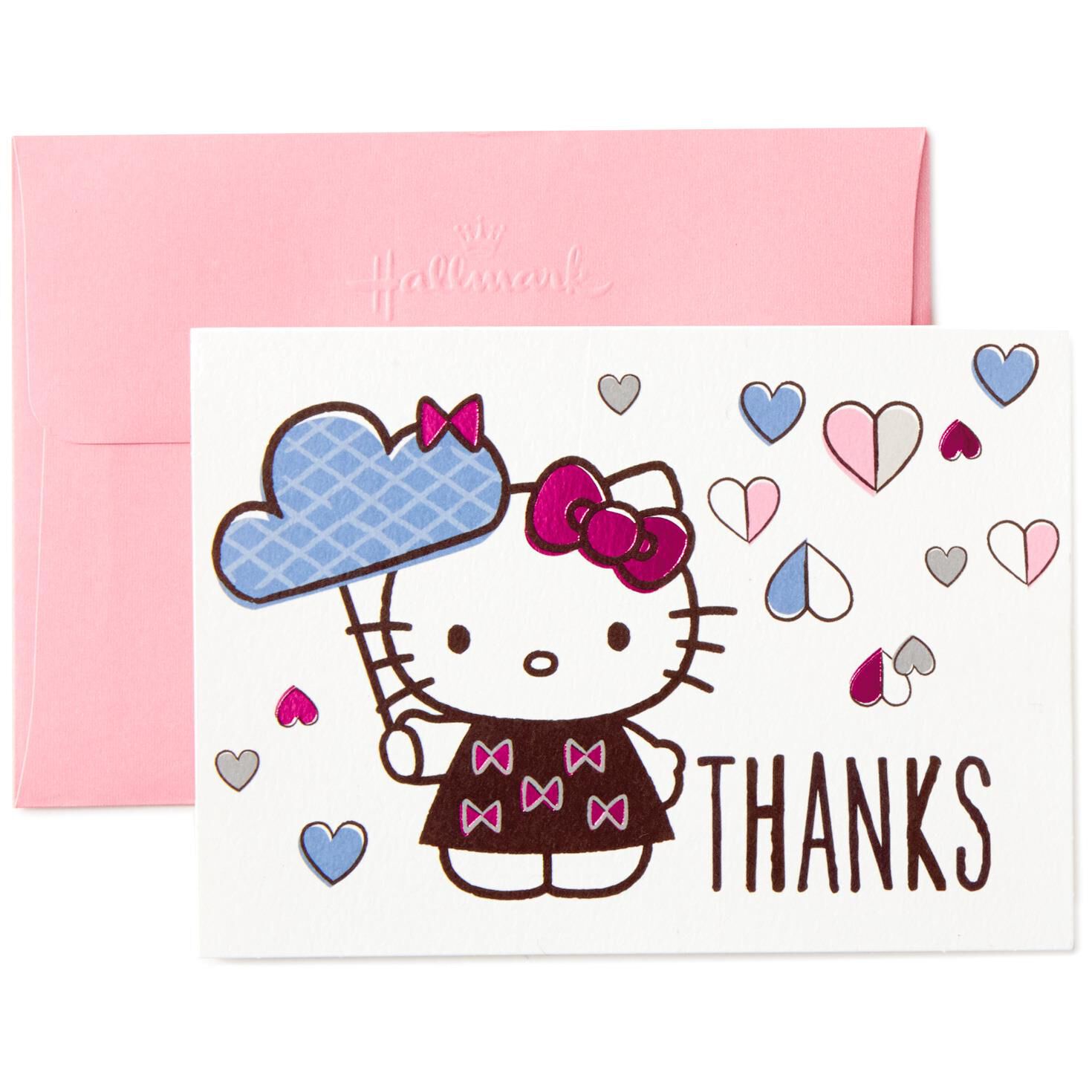 hello kitty raining hearts thank you notes box of 10 note cards heart thank you cards