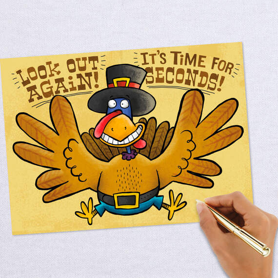 Turkey Hug Funny Pop-Up Thanksgiving Card, , large image number 6