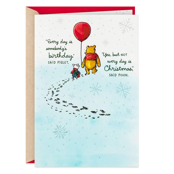Disney Winnie the Pooh and Piglet Christmas Birthday Card, , large image number 1