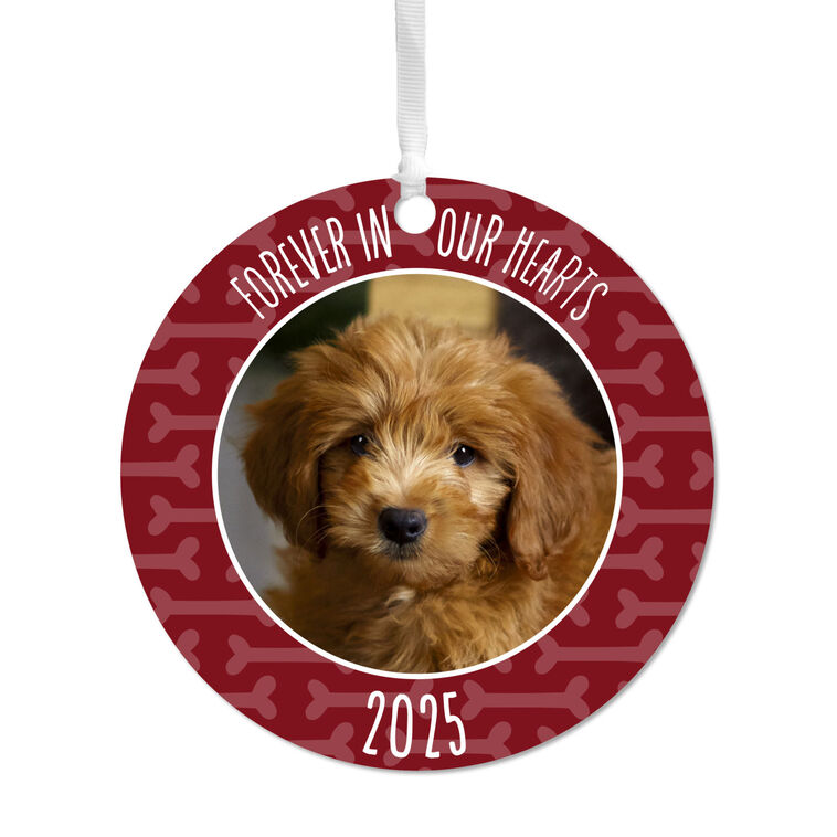 Pet Memorial Round Metal Personalized Ornament, Custom Photo and Text