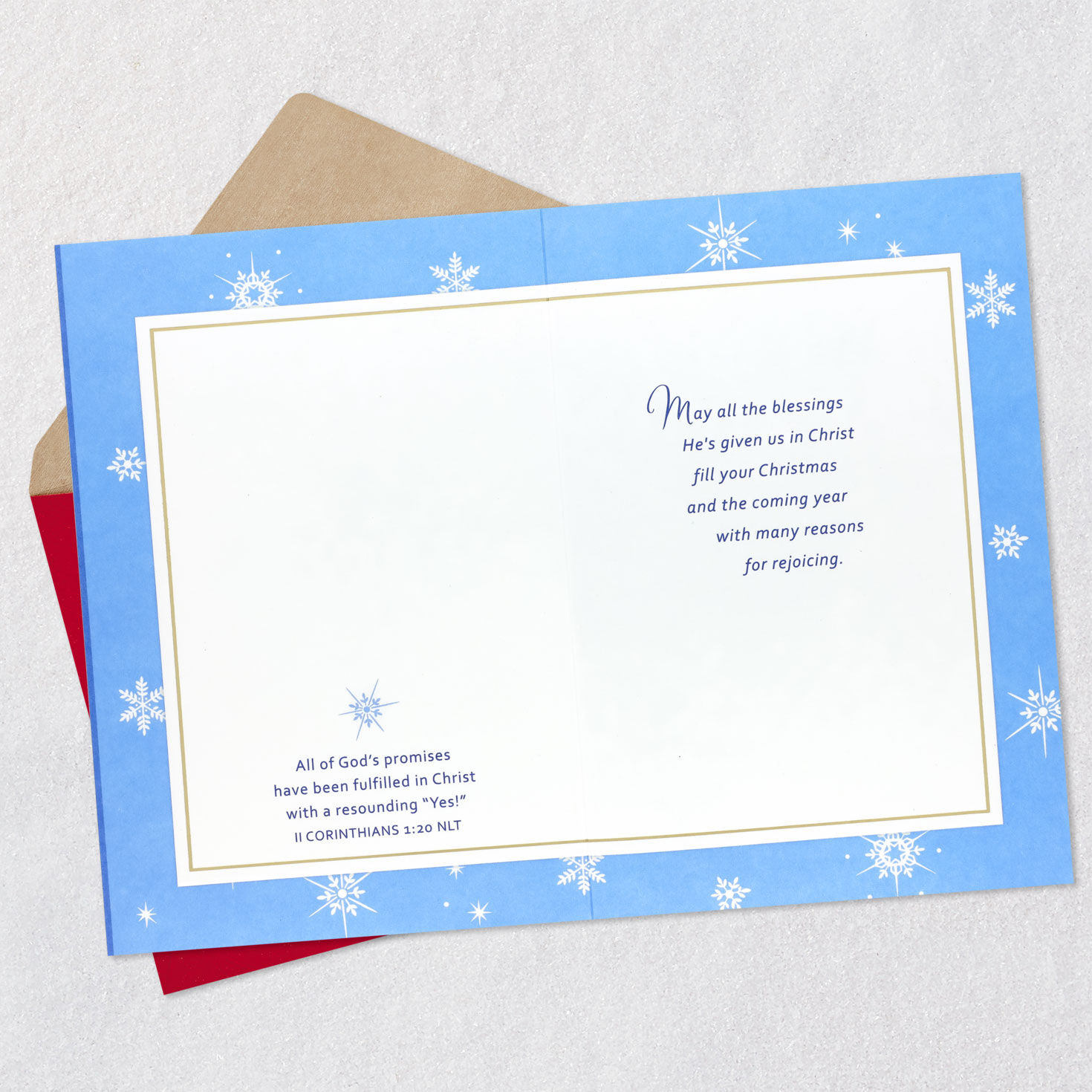 Blue and White Nativity Scene Religious Christmas Card Open card with envelope image number 4