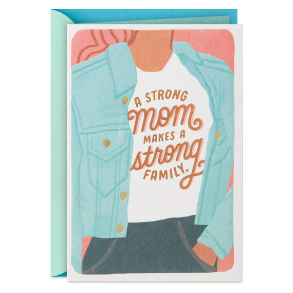 A Strong Mom Makes a Strong Family Birthday Card for Mom, , large image number 1