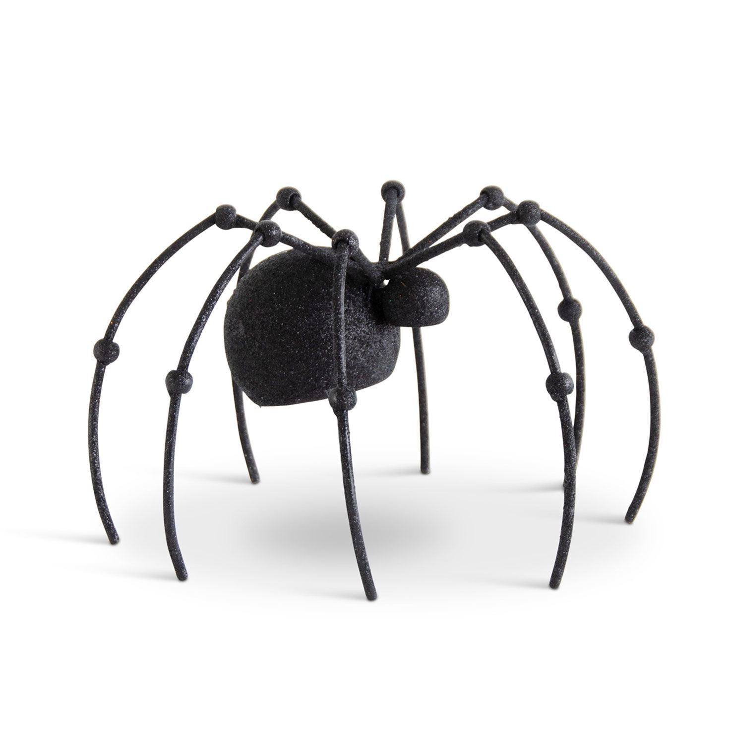 K&K Interiors Large Glittery Black Metal Spider Figurine