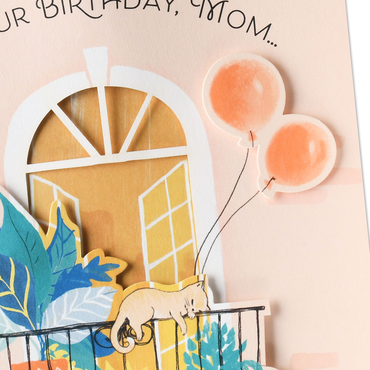 Cat on Balcony Birthday Card for Mom Card Front Detail image number 4