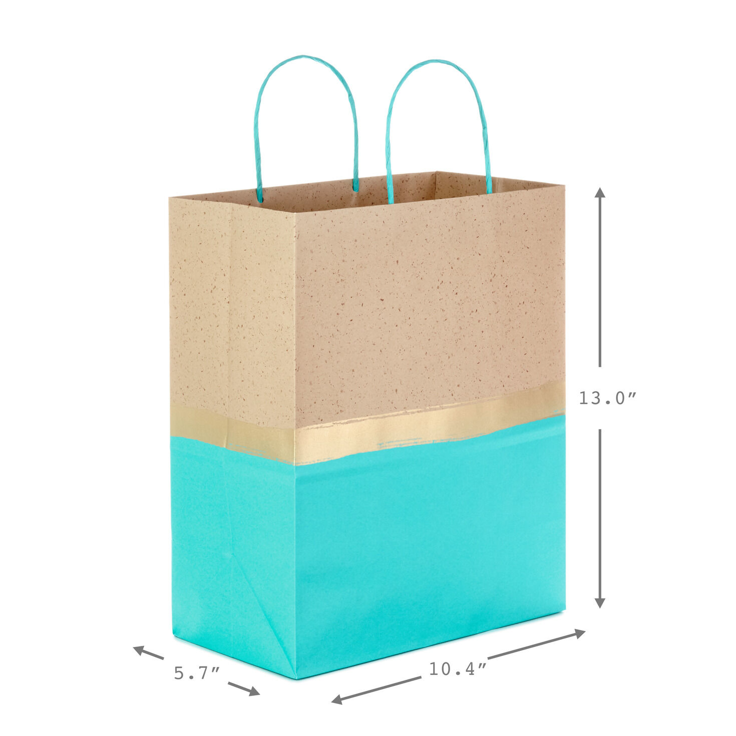 13" Turquoise and Kraft Paper 6-Pack Gift Bags, , large image number 3