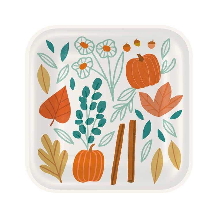 Fall Foliage Square Dinner Plates, Set of 8