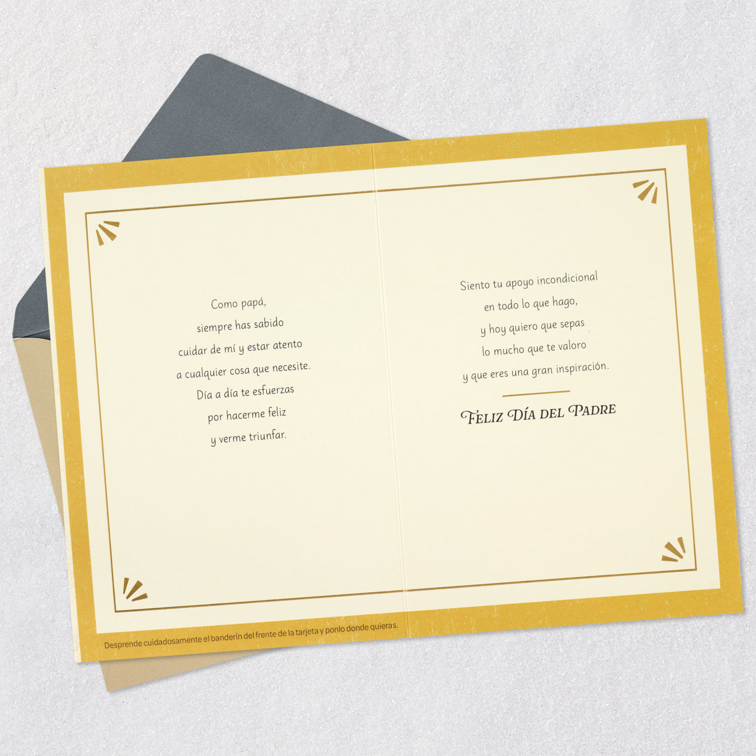 You're My Hero Banner Spanish Father's Day Card for Pap&aacute; Open card with envelope image number 4