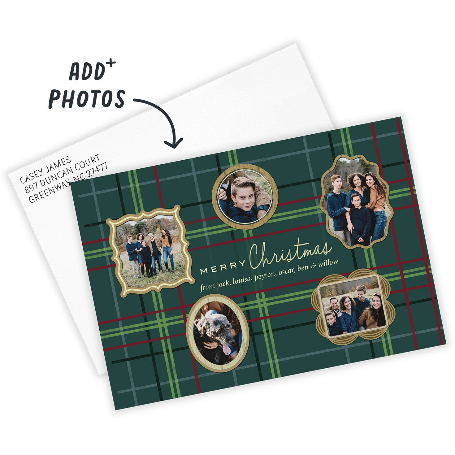 Plaid Wall Gallery Flat Christmas Photo Card, , large image number 2