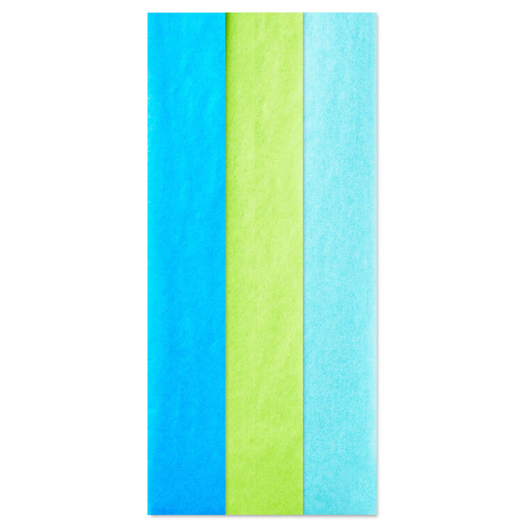 Solid Blue/Citrus Green/Aqua 3-Pack Assortment Tissue Paper, 12 sheets