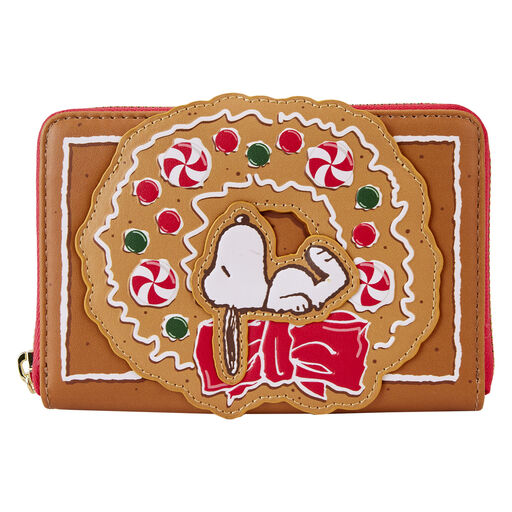 Loungefly Peanuts Snoopy Gingerbread Wreath Scented Zip-Around Wallet, 