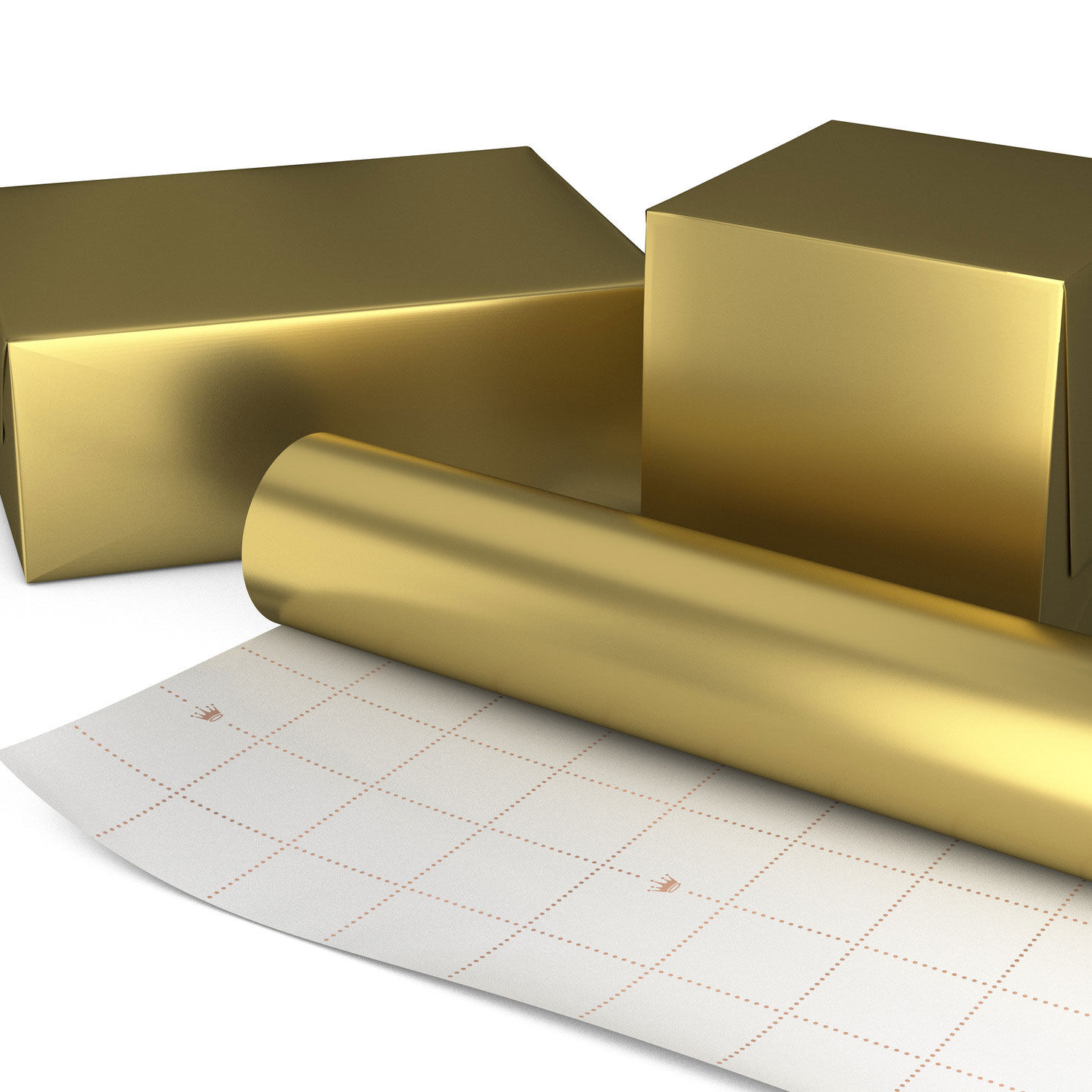 Gold Foil Holiday Wrapping Paper Mini Roll Wrapped package image number 2