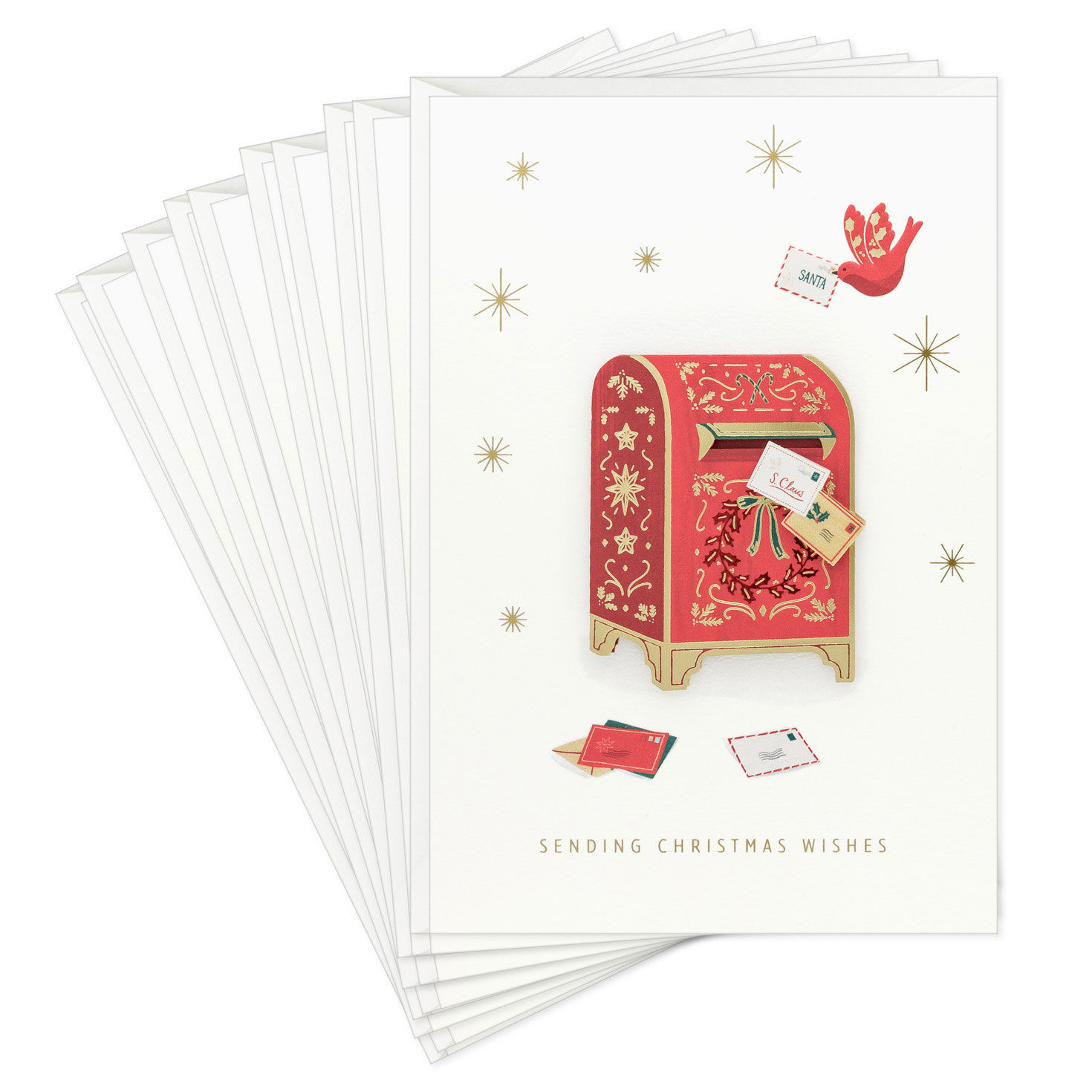 Red Vintage Post Office Box Boxed Christmas Cards fronts fanned image number 2