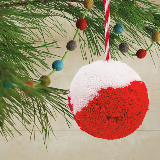 Red Yarn Pom-Pom Fabric Hallmark Ornament, 