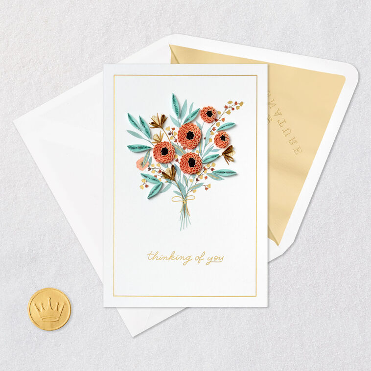 Flower Bouquet Quilled Flowers Signature Card Front with Envelope and Gold Seal image number 5