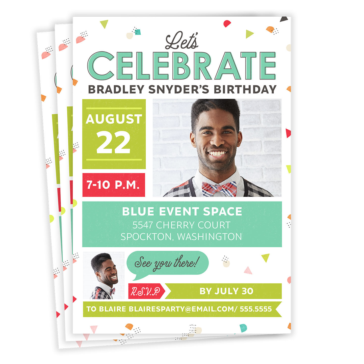 Let's Celebrate Confetti Flat Birthday Invitation