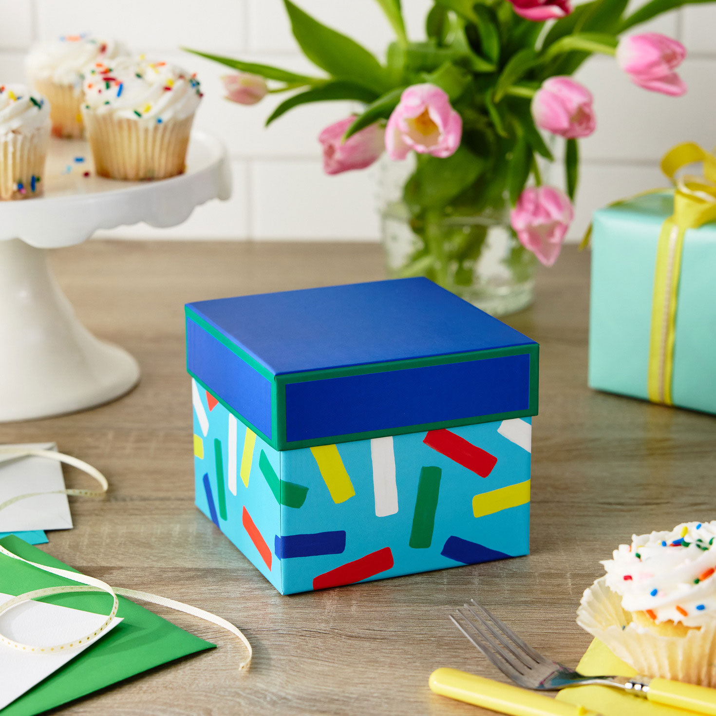 Colorful Confetti on Blue Medium Gift Box in use image number 2