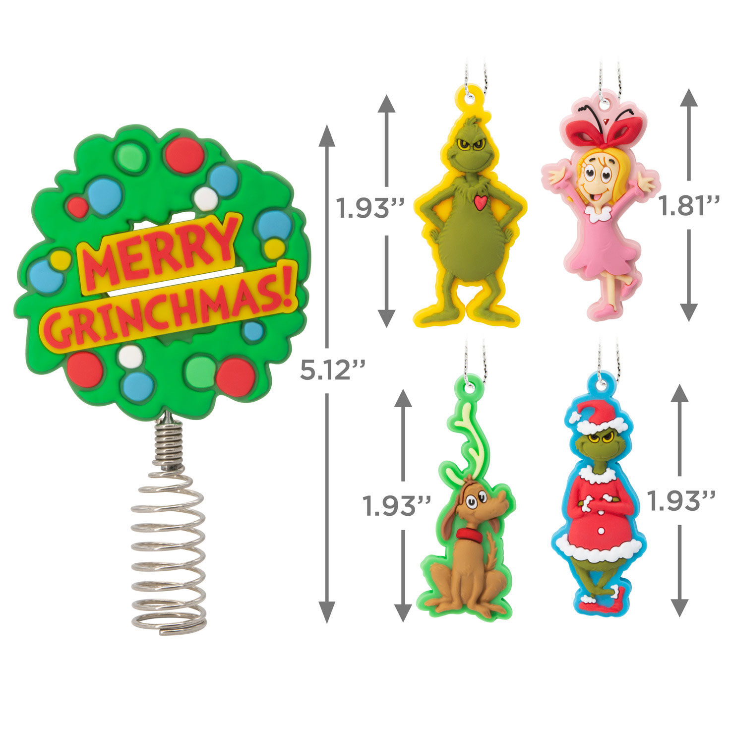 Mini Dr. Seuss's How the Grinch Stole Christmas!™ Hallmark Tree Topper and Ornaments, Set of 5 for only USD 16.49 | Hallmark