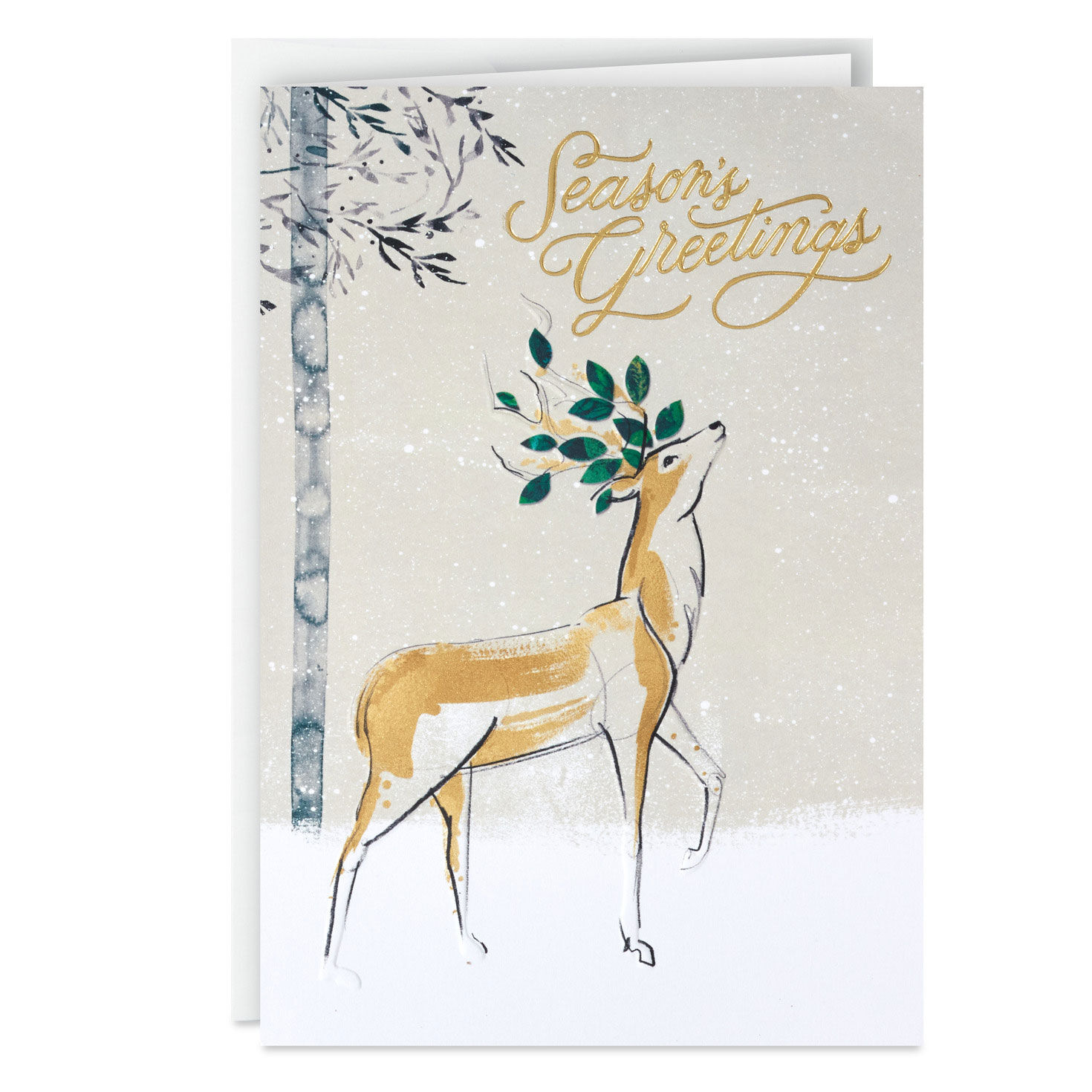 Majestic Deer and Birch Christmas Cards Pack Card Front with Envelope image number 2