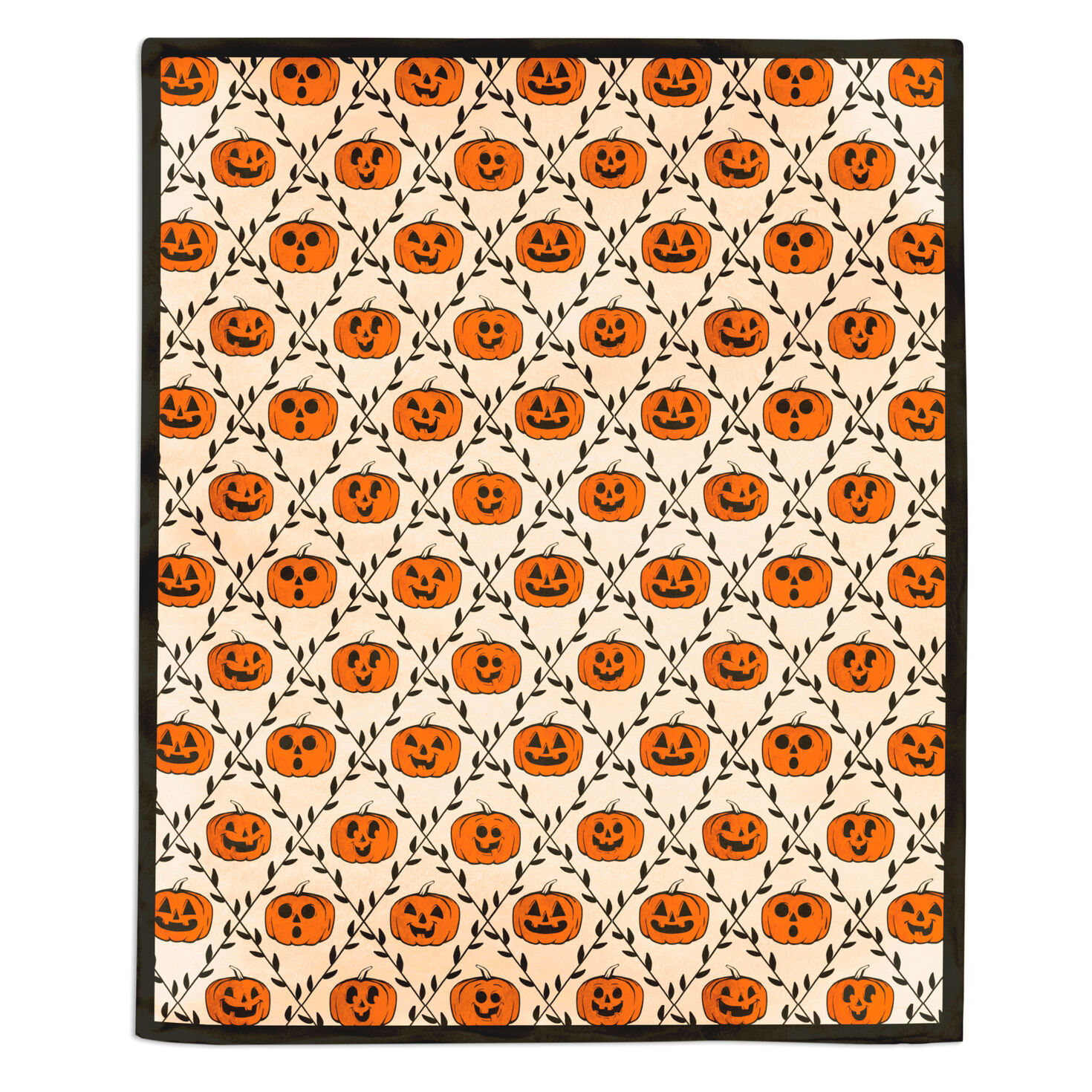 Pumpkins and Vines Diamond Pattern Plush Blanket Front image number 1