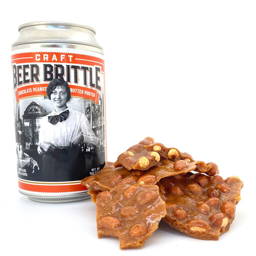 Bevs & Bites Chocolate Peanut Butter Beer Brittle in Can, 4 oz., 