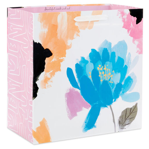 15" Flowers on White Extra-Deep Gift Bag, 