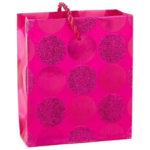 Hot Pink Glitter Dots Gift Card Holder Mini Bag, 4.5"